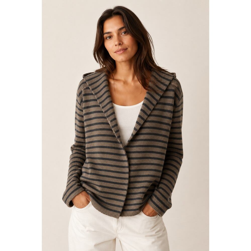 Wooden Ships Paola Buendia Striped Hooded Cardigan Sweater | M/L